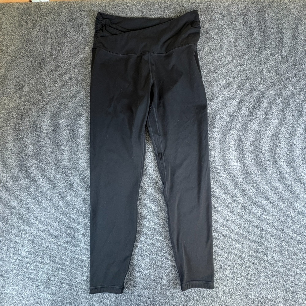Ododos Ankle Leggings Womens 27x26 Black Logo Elastic Waistband Yoga Performance